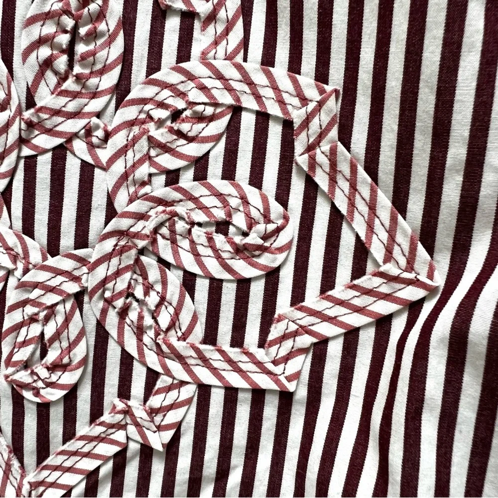 New Powder Pink Brown Striped Skirt‎ A-Line Office Siren School Teacher 3D Artsy
